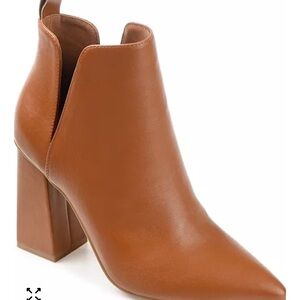 Journee Collection “Neima” Tan Heeled Boots with Chunky Block Heel